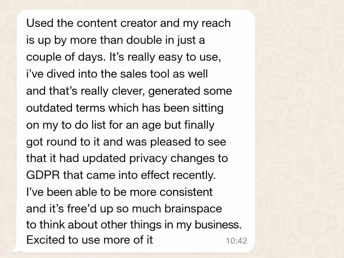 Member message: reach more than doubled using the content creator