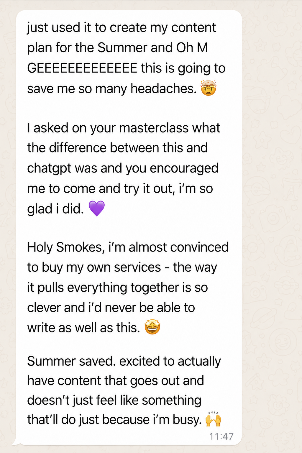 Member message: summer content plan created in Studio saved so many headaches